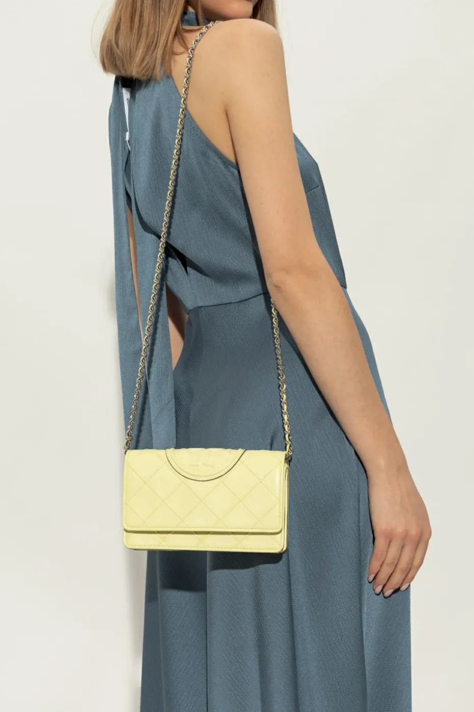 Tory Burch ZIELONY Portfel na łańcuchu `Fleming Soft`