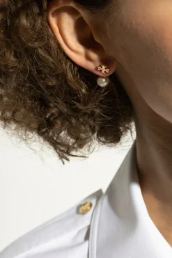 Tory Burch ZŁOTY Kolczyki z perłą