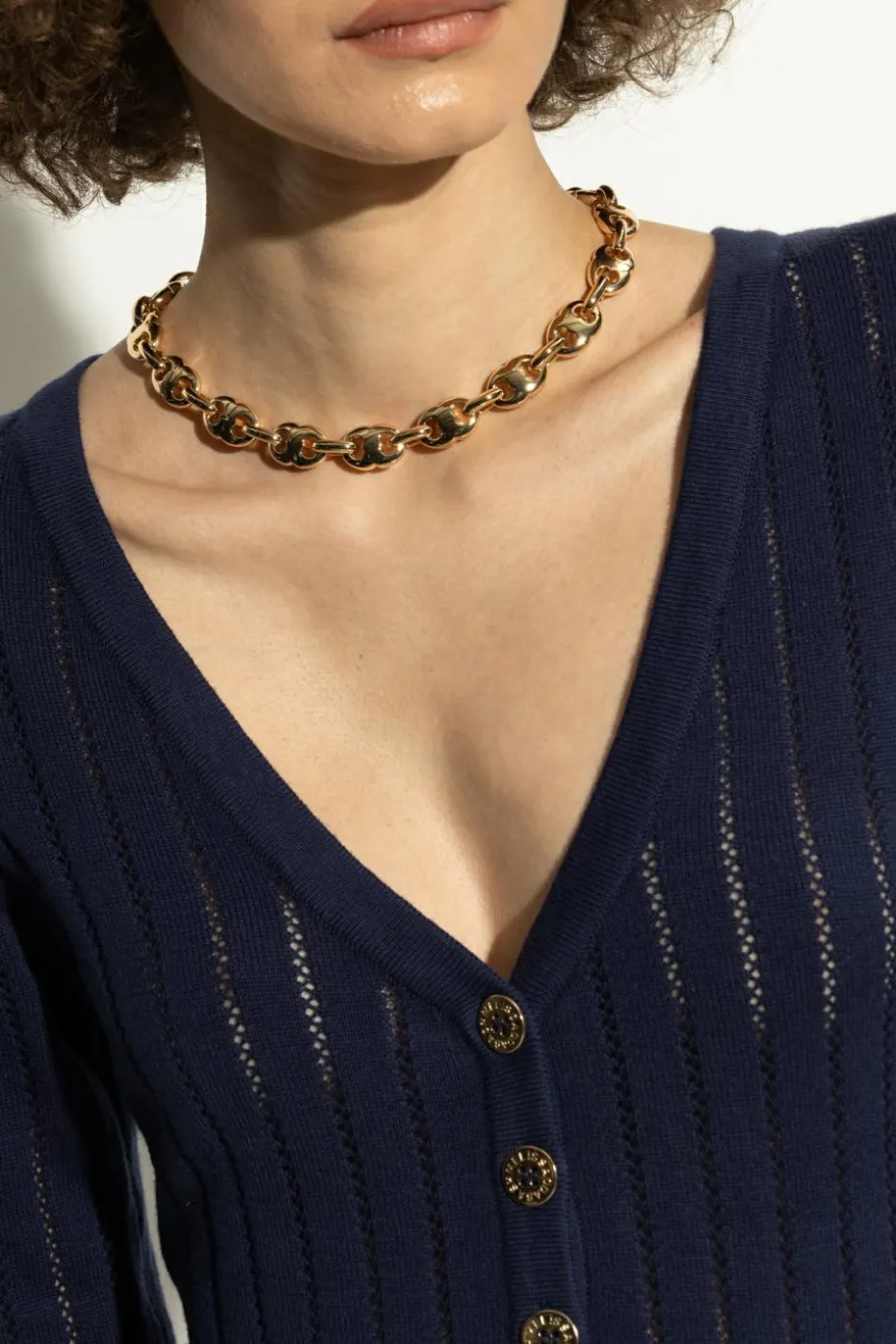 Tory Burch ZŁOTY Mosiężny naszyjnik