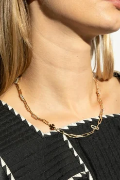 Tory Burch ZŁOTY Mosiężny naszyjnik