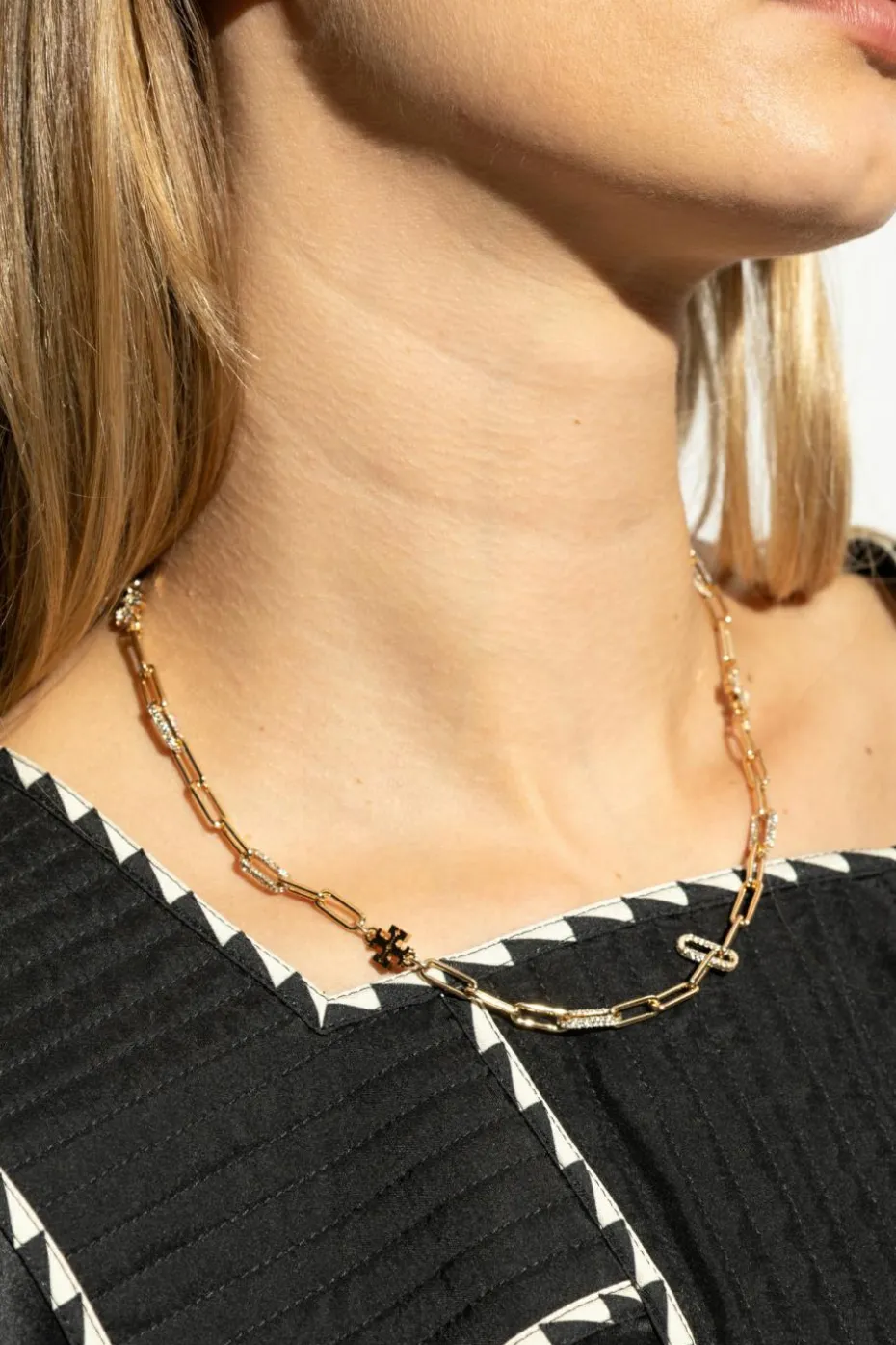 Tory Burch ZŁOTY Mosiężny naszyjnik