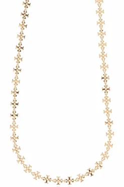 Tory Burch ZŁOTY Mosiężny naszyjnik z logo