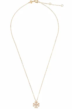 Tory Burch ZŁOTY Naszyjnik z zawieszką w kształcie logo