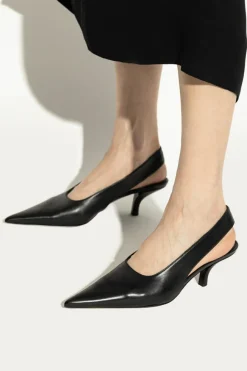 TOTEME CZARNY Skórzane buty na obcasie