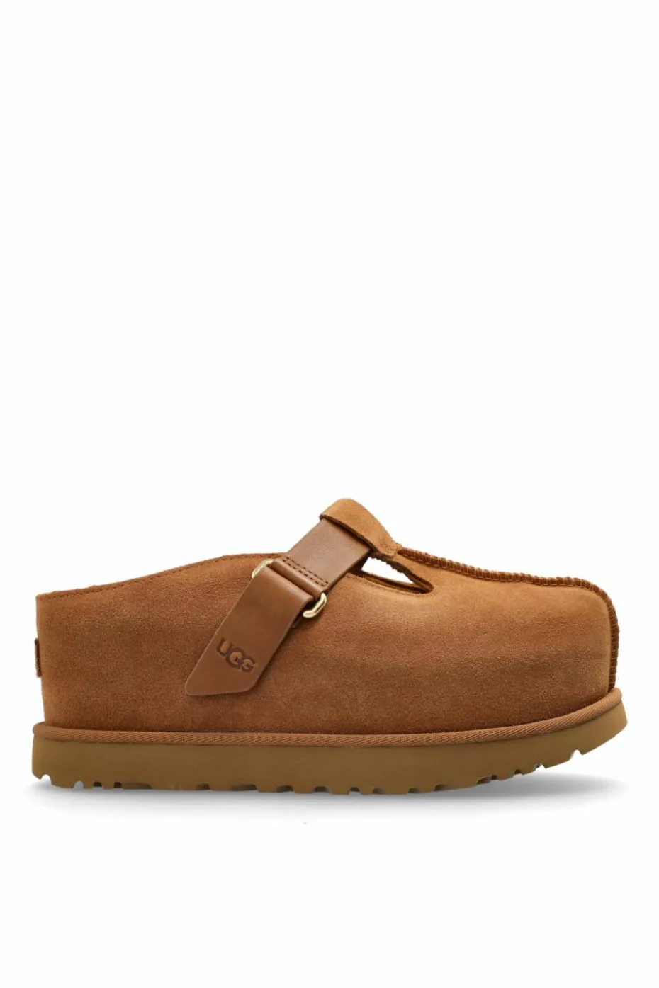 UGG BRĄZOWY Klapki na platformie `Goldenstar Hi Clog`