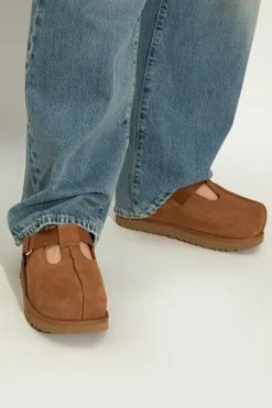 UGG BRĄZOWY Klapki na platformie `Goldenstar Hi Clog`
