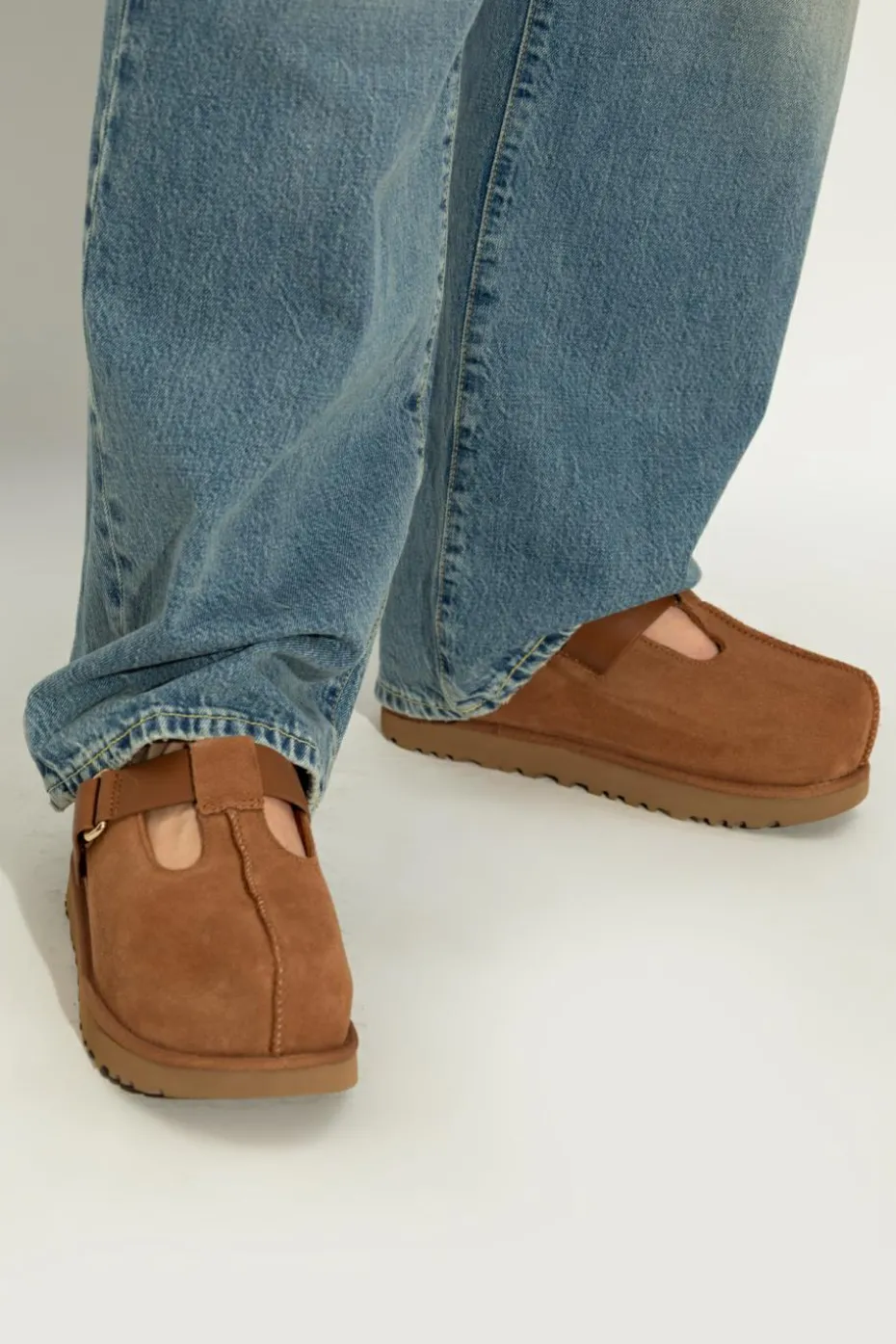 UGG BRĄZOWY Klapki na platformie `Goldenstar Hi Clog`