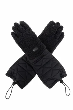 UGG CZARNY Rękawice ze sztucznym futrem