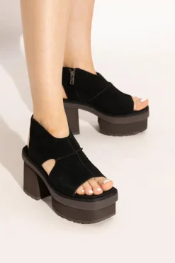 UGG CZARNY Sandały na obcasie `W NEW HEIGHTS PLAFORM T-STRAP`