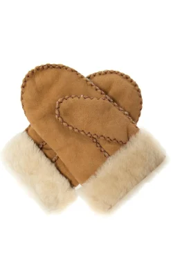 UGG Kids BRĄZOWY Ocieplane rękawice z logo