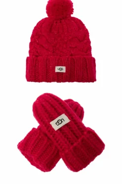 UGG Kids RÓŻOWY Zestaw: czapka i rękawice