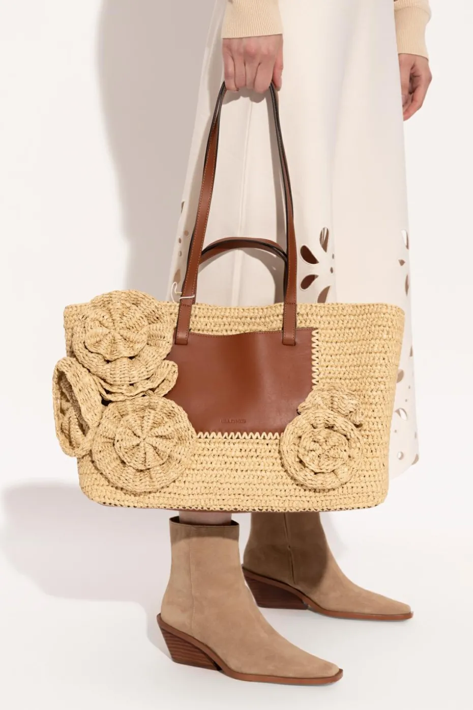 Ulla Johnson beżowy Torba `Lali Floral` typu `shopper`