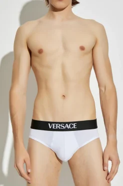 Versace BIAŁY Bawełniane slipy z logo