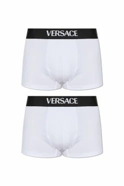 Versace BIAŁY Dwupak bawełnianych bokserek z logo