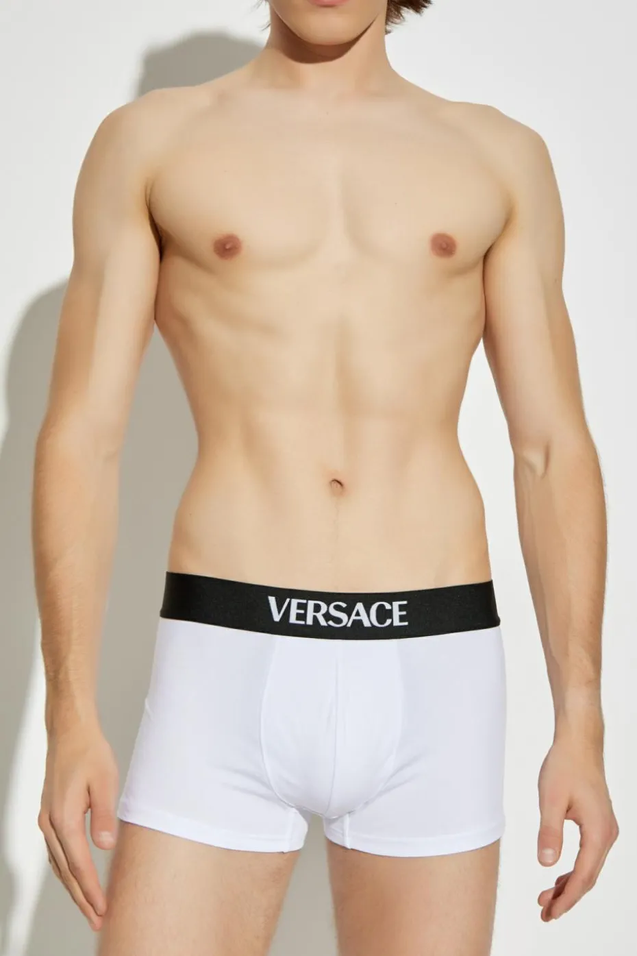 Versace BIAŁY Dwupak bawełnianych bokserek z logo