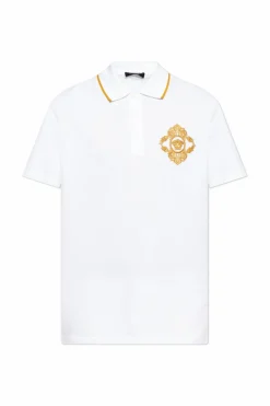 Versace BIAŁY Polo z dekoracyjnym haftem