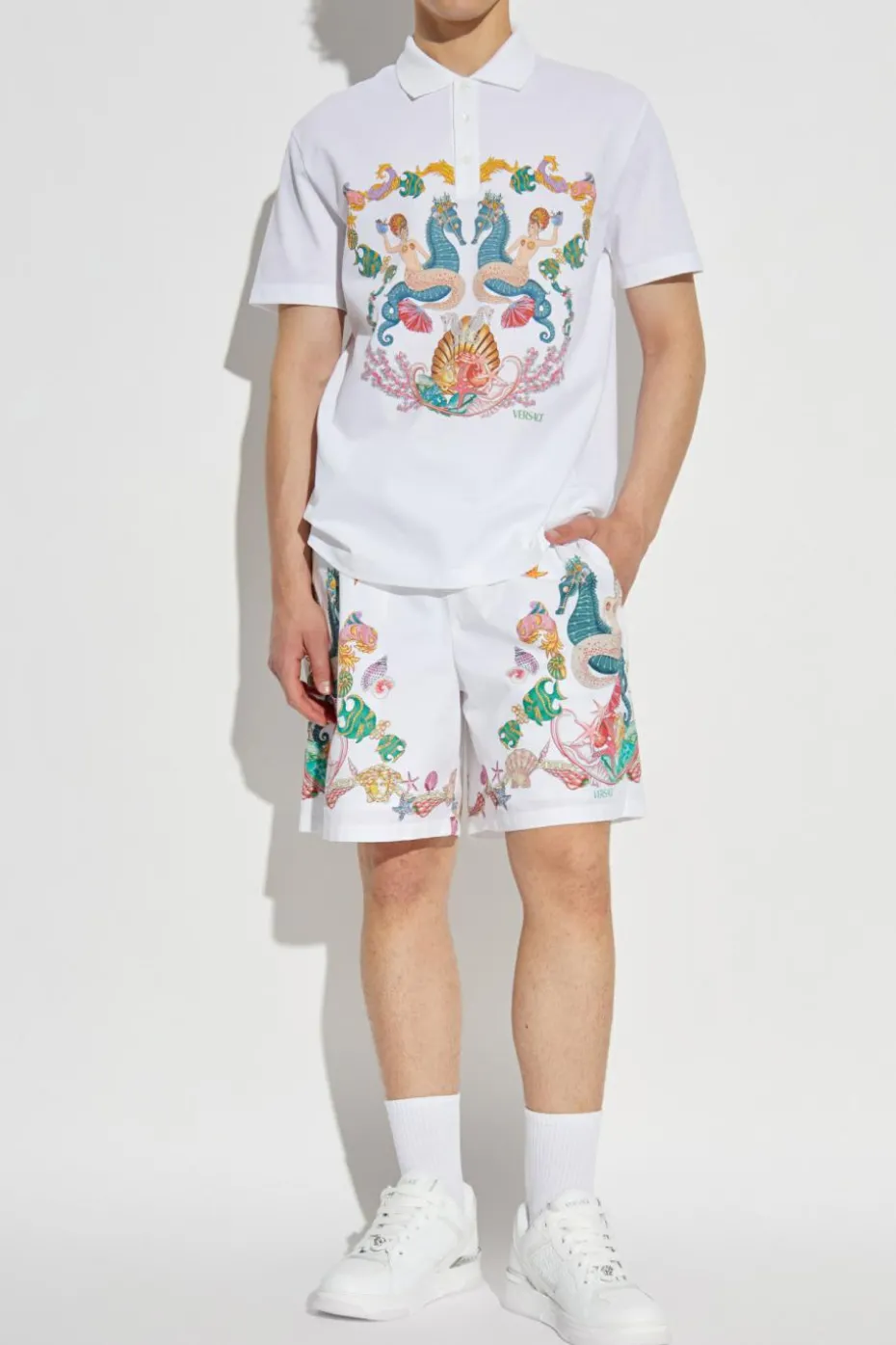 Versace BIAŁY Polo z logo