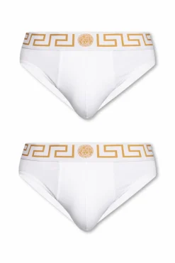 Versace BIAŁY Slipy w dwupaku z logo