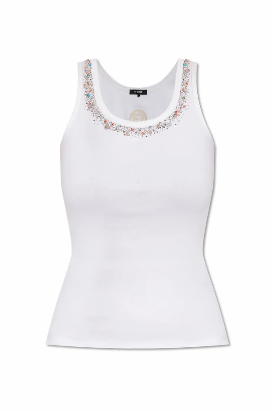 Versace BIAŁY Top z kryształkami