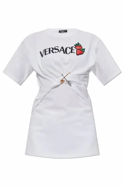 Versace BIAŁY T-shirt z aplikacjami