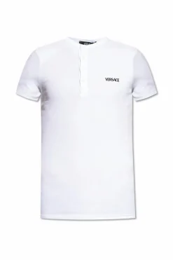 Versace BIAŁY T-shirt z bieliźniany z wyszytym logo