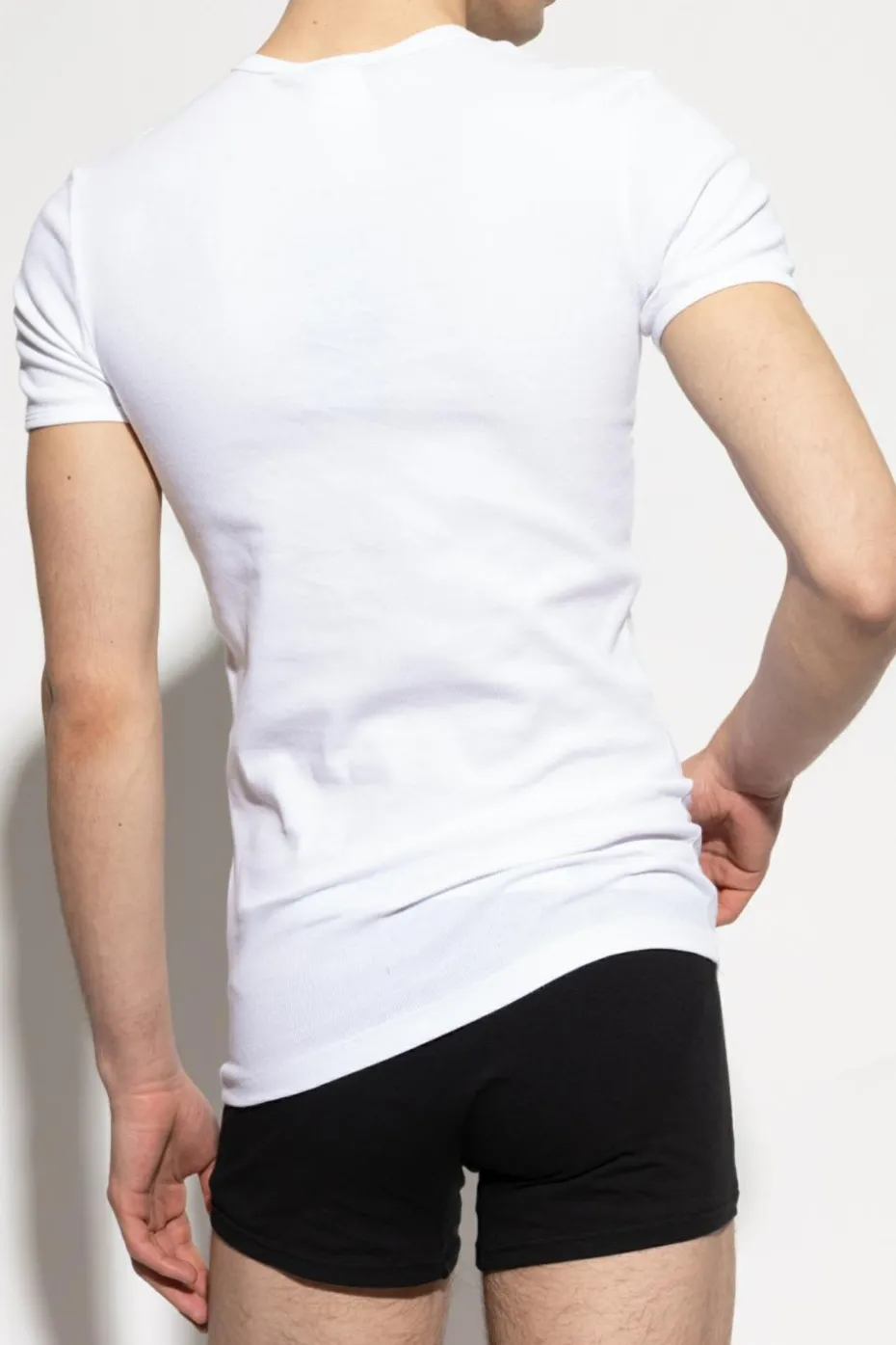 Versace BIAŁY T-shirt z bieliźniany z wyszytym logo