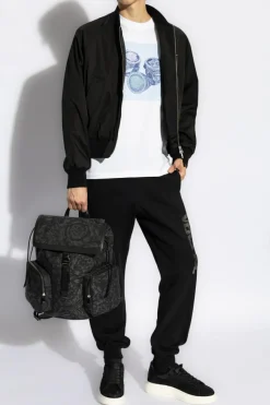Versace BIAŁY T-shirt z kolorowym nadrukiem