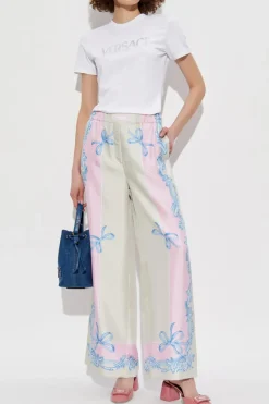 Versace BIAŁY T-shirt z połyskującymi cekinami