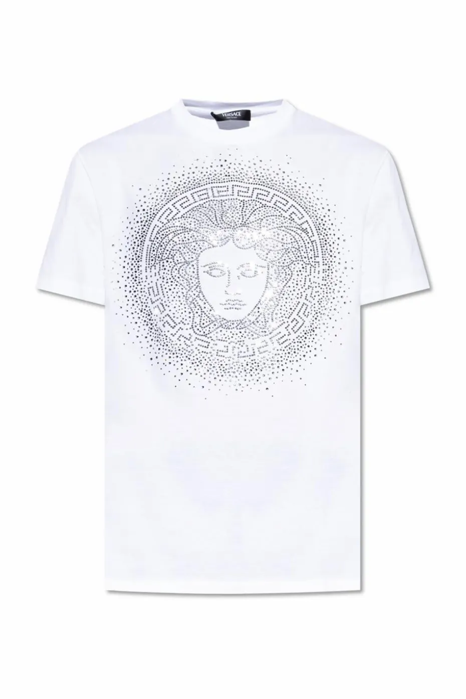 Versace BIAŁY T-shirt z połyskującymi aplikacjami