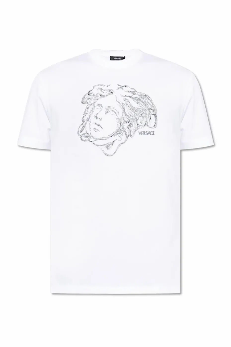 Versace BIAŁY T-shirt z połyskującymi cekinami