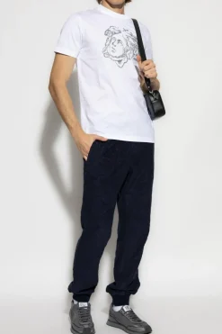 Versace BIAŁY T-shirt z połyskującymi cekinami