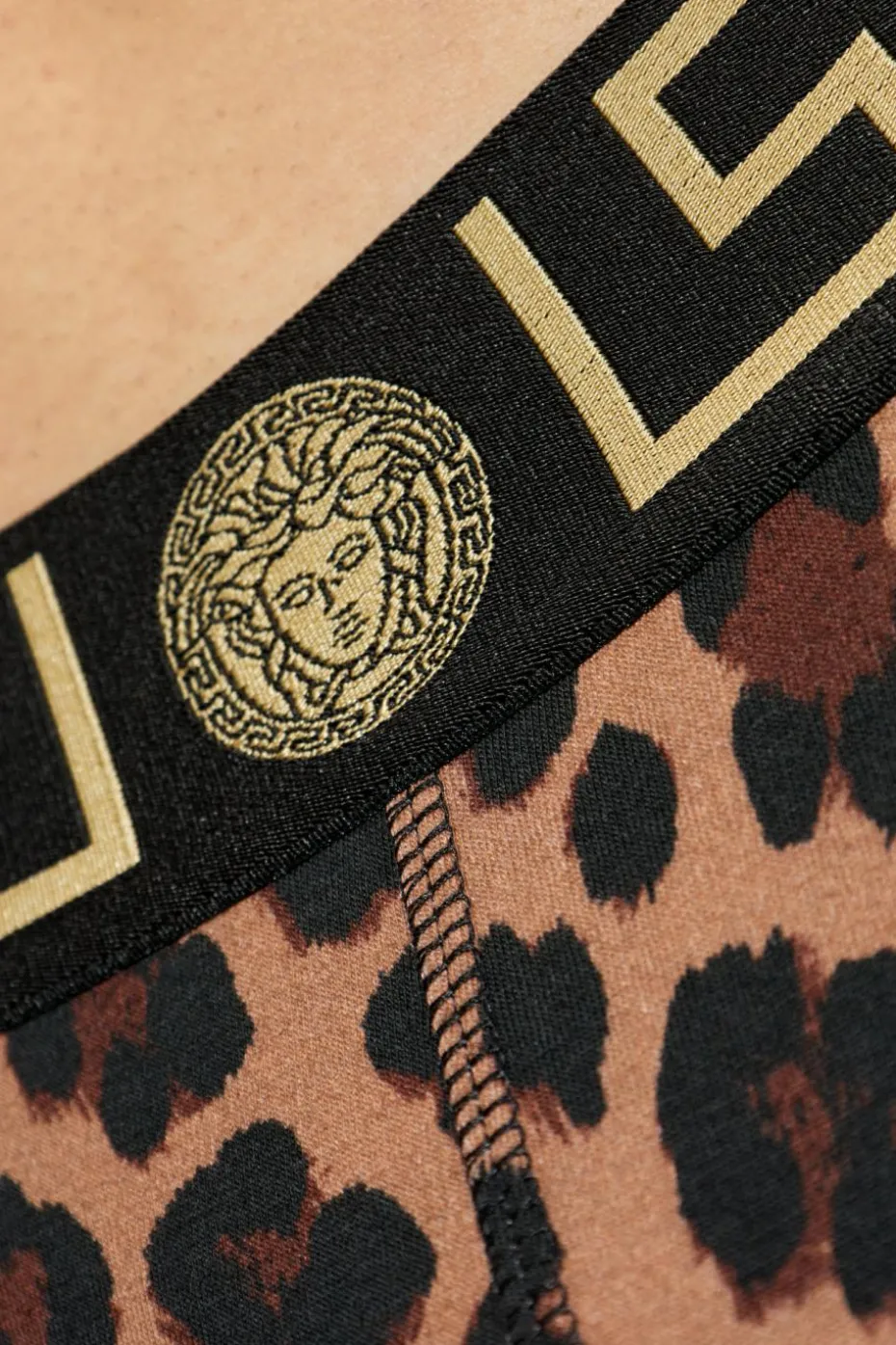 Versace BRĄZOWY Bokserki z motywem zwierzęcym