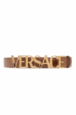 Versace BRĄZOWY Skórzany pasek