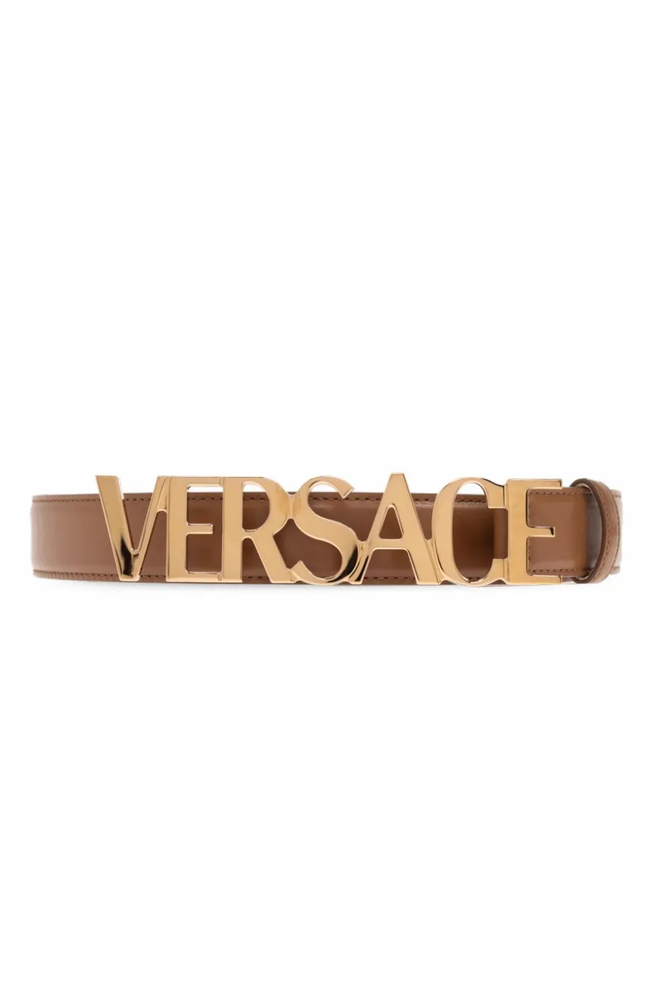 Versace BRĄZOWY Skórzany pasek