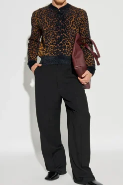 Versace BRĄZOWY Sweter z motywem zwierzęcym