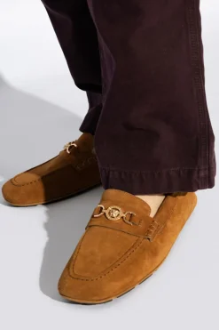 Versace BRĄZOWY Zamszowe mokasyny