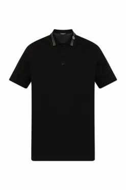 Versace CZARNY Bawełniane polo