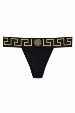 Versace CZARNY Bawełniane stringi
