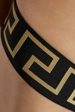 Versace CZARNY Bawełniane stringi