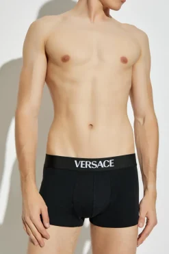 Versace CZARNY Bawełniane bokserki z logo