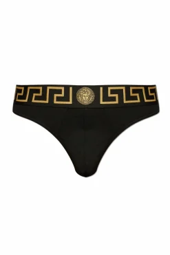 Versace CZARNY Bawełniane stringi