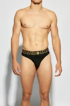 Versace CZARNY Bawełniane stringi