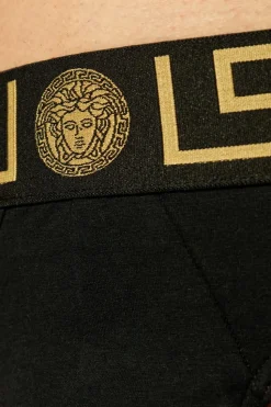 Versace CZARNY Bawełniane stringi