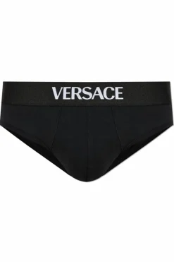 Versace CZARNY Bawełniane slipy z logo