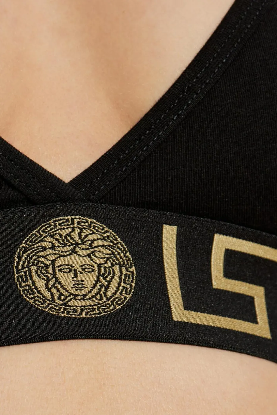 Versace CZARNY Bawełniany biustonosz