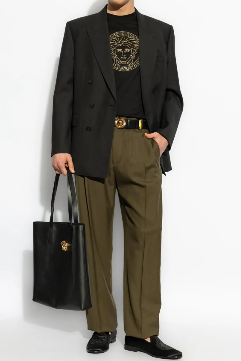 Versace CZARNY Bawełniany t-shirt
