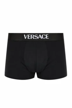 Versace CZARNY Dwupak bawełnianych bokserek z logo