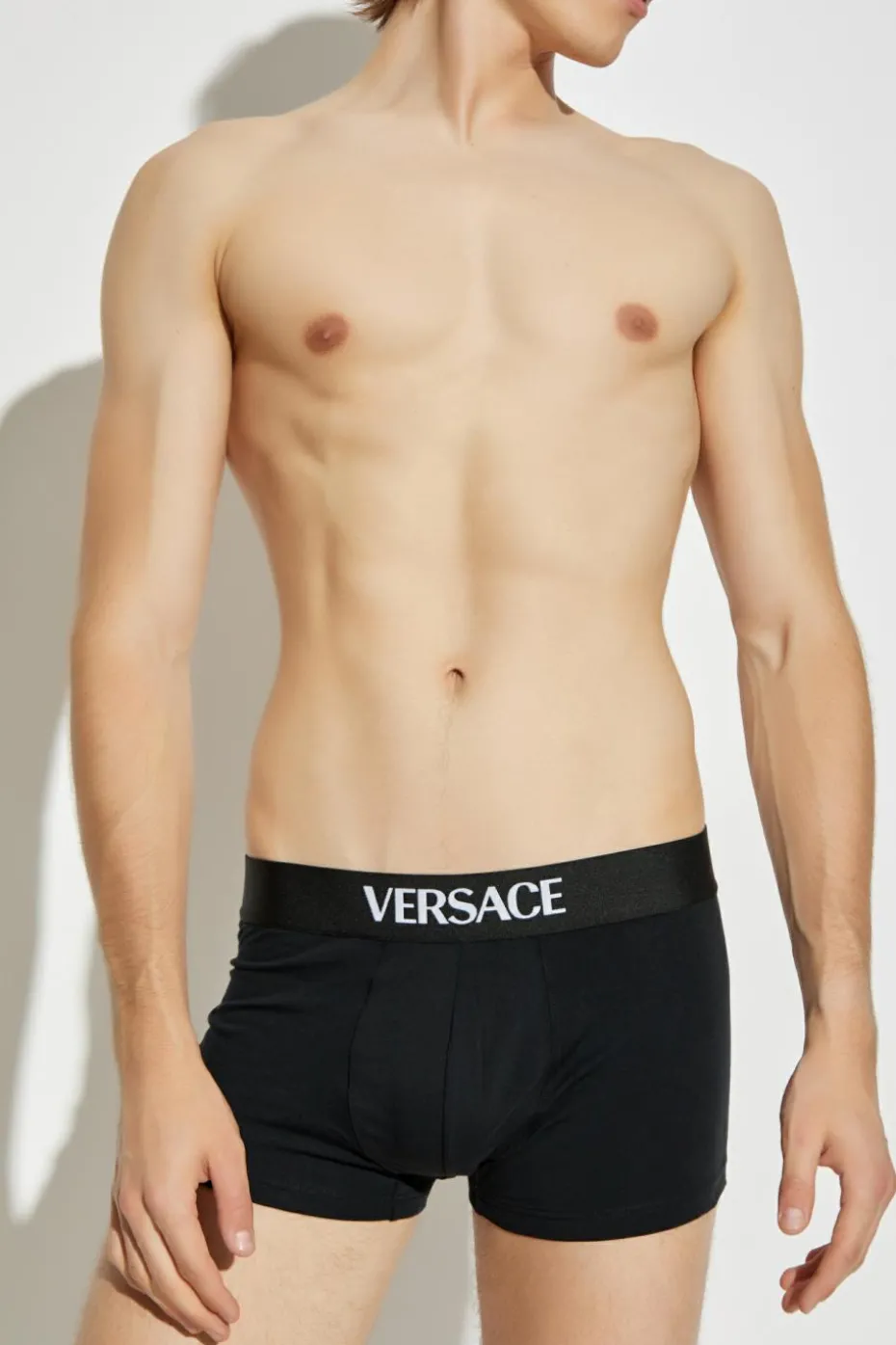 Versace CZARNY Dwupak bawełnianych bokserek z logo
