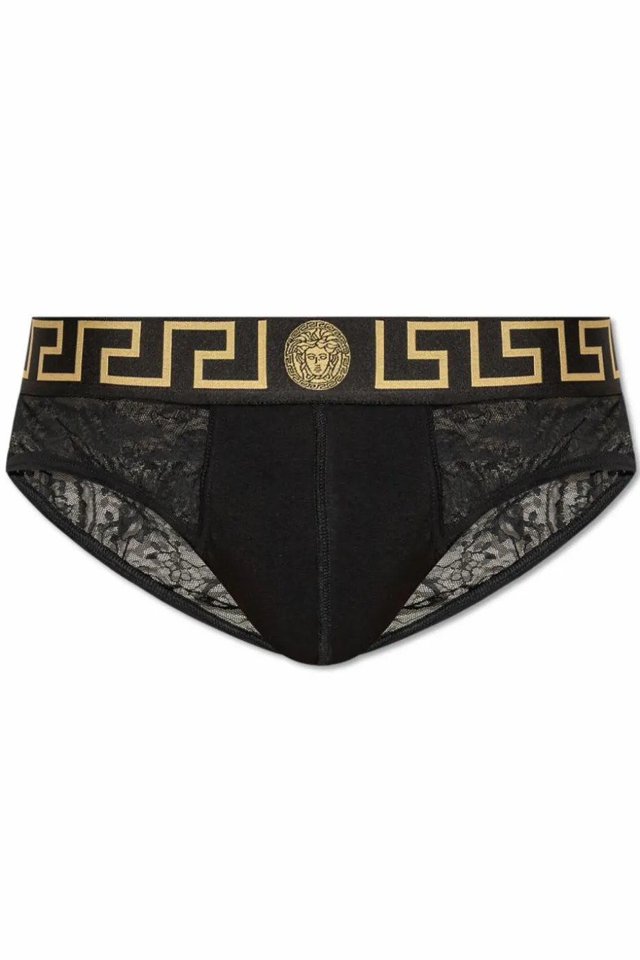 Versace CZARNY Figi z koronkowym tyłem