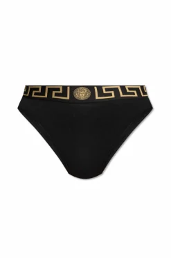 Versace CZARNY Figi z wysokim stanem